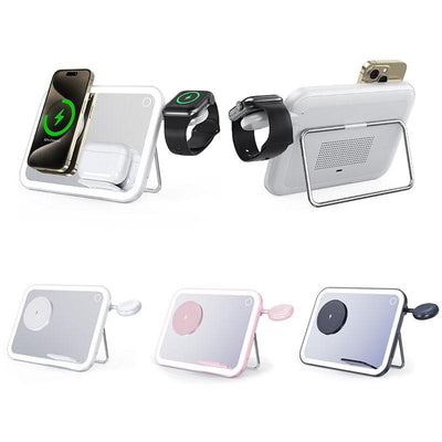 15W 3 In 1 Magnetic Led Makeup Mirror Charger - Black