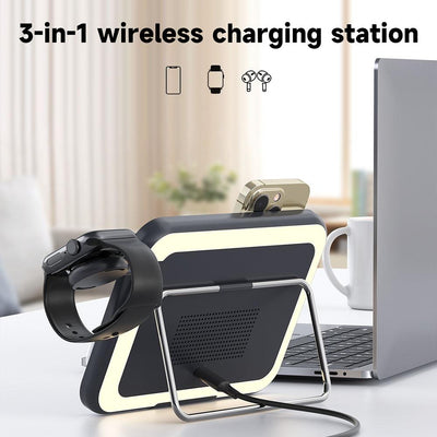 15W 3 In 1 Magnetic Led Makeup Mirror Charger - Black