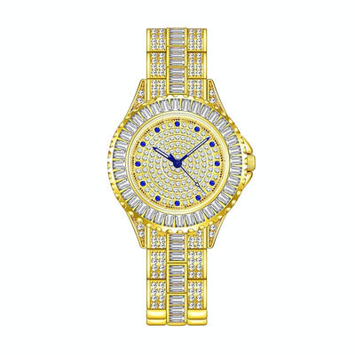 Diamond-inlaid Women Chain Watch - Elegant Jewelry - Gold