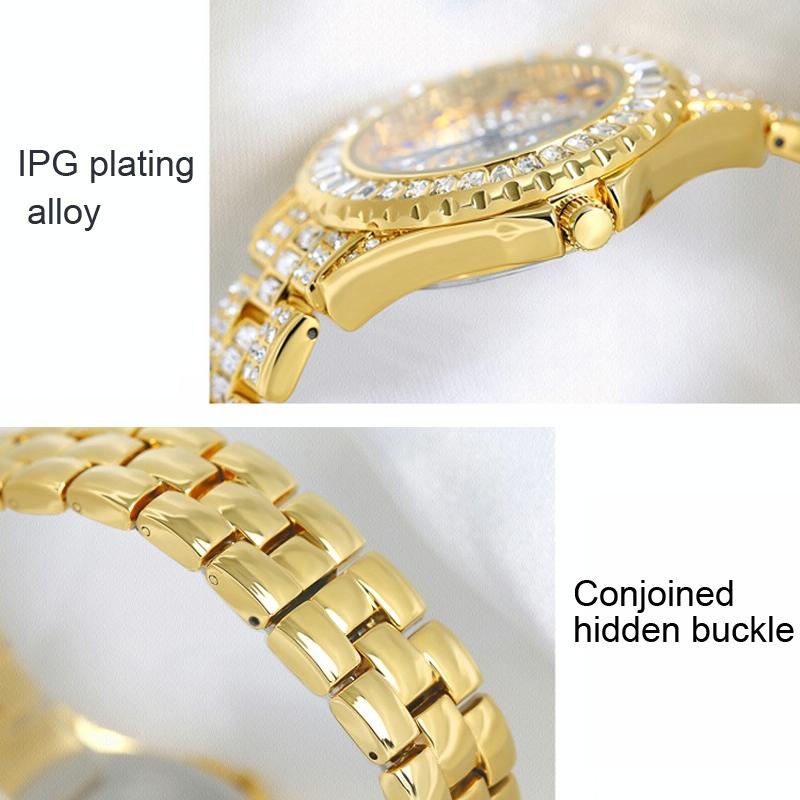Diamond-inlaid Women Chain Watch - Elegant Jewelry - Gold
