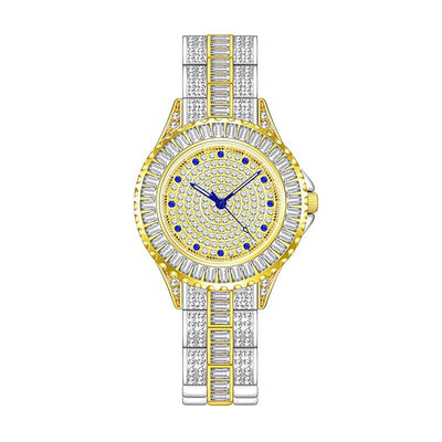 Diamond-inlaid Women Chain Watch - Elegant Jewelry - Gold