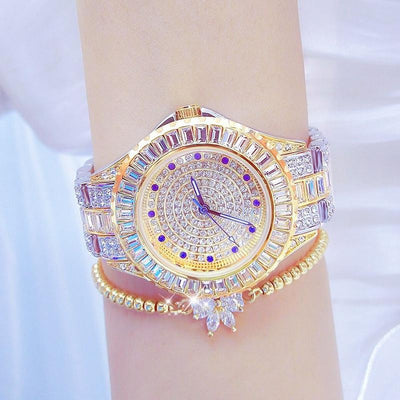 Diamond-inlaid Women Chain Watch - Elegant Jewelry - Gold