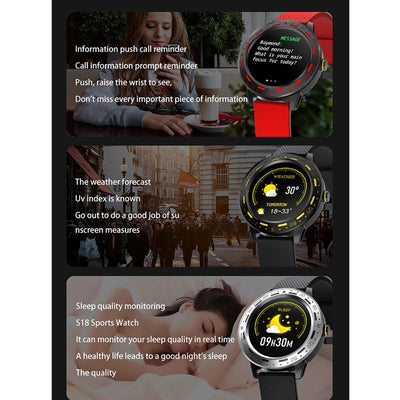 1.3 Inch Tft Screen Ip67 Waterproof Smart Watch Bracelet Support Sleep Monitor / Heart Rate Monitor / Blood Pressure Monitoring - Red