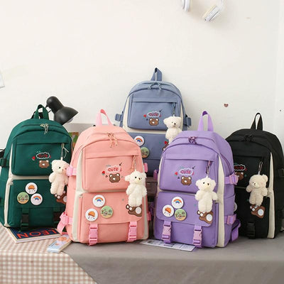 5-piece Girls Backpack Set - Lightweight and Versatile - Dark Purple