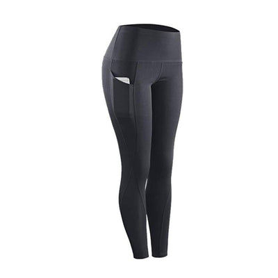 High Waist Slim Sports Leggings Women Tight Sportswear Size S - Black