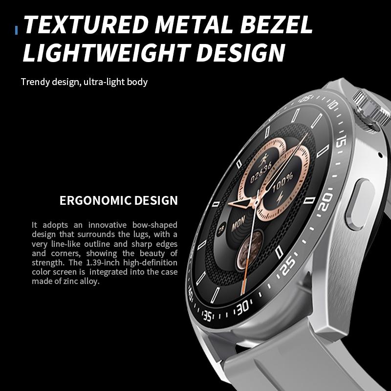 1.39 Inch Ip67 Waterproof Health Monitoring Bluetooth Call Smart Watch With Nfc Payment - Coffee