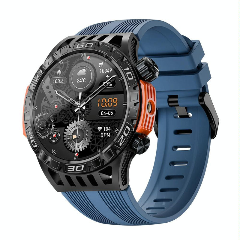 1.46 Inch Ip68 Waterproof Sos Flashlight Bluetooth Smart Watch - Blue