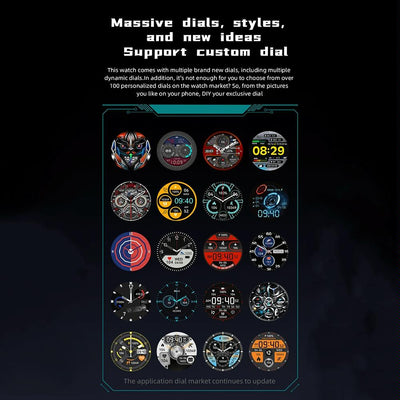 1.46 Inch Ip68 Waterproof Sos Flashlight Bluetooth Smart Watch - Blue