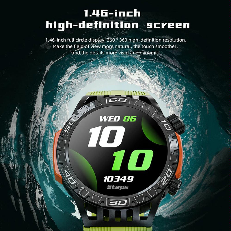 1.46 Inch Ip68 Waterproof Sos Flashlight Bluetooth Smart Watch - Blue