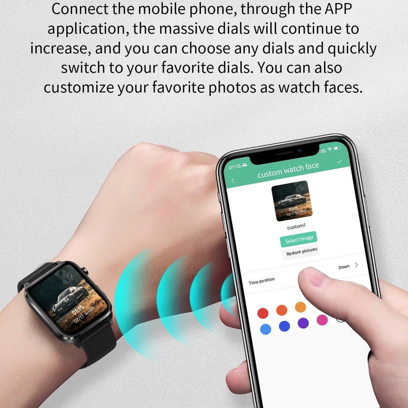 1.7 Inch Hd Square Screen Tpu Strap Smart Watch Supports Body Temperature Monitoring / Blood Oxygen Monitoring - Blue