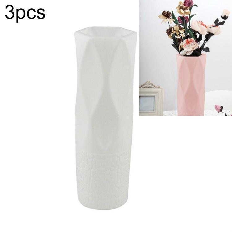 3-piece Plastic Vase Set for Dry and Wet Flower Arrangements and Floral Decor - White