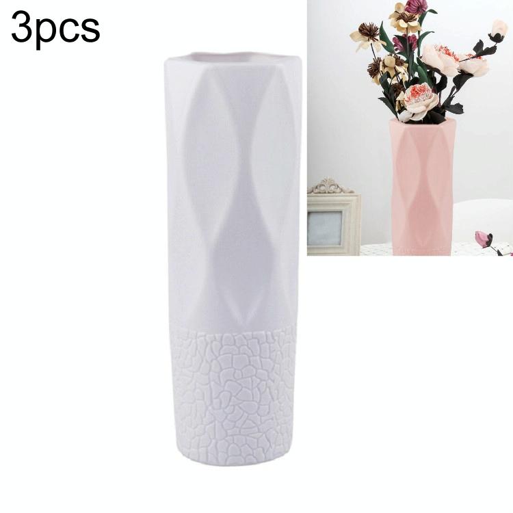 3-piece Plastic Vase Set for Dry and Wet Flower Arrangements and Floral Decor - White