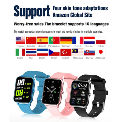 1.69 Inch Tft Screen Ip67 Waterproof Smart Watch Support Body Temperature Monitoring / Sleep Monitoring / Heart Rate Monitoring / Incoming Call Reminder - Pink