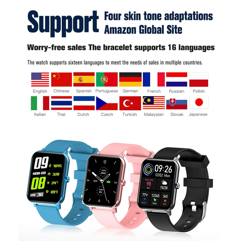 1.69 Inch Tft Screen Ip67 Waterproof Smart Watch Support Body Temperature Monitoring / Sleep Monitoring / Heart Rate Monitoring / Incoming Call Reminder - Pink