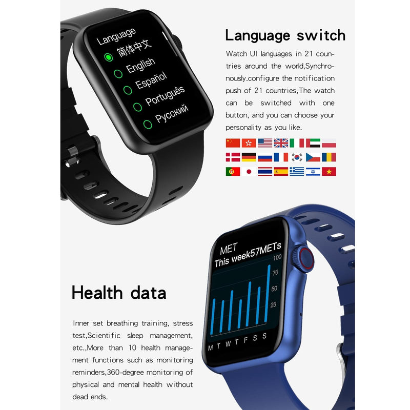 1.6 Inch Waterproof Smart Watch With Ips Colour Screen Sport Sleep Heart Rate Monitoring - Grey