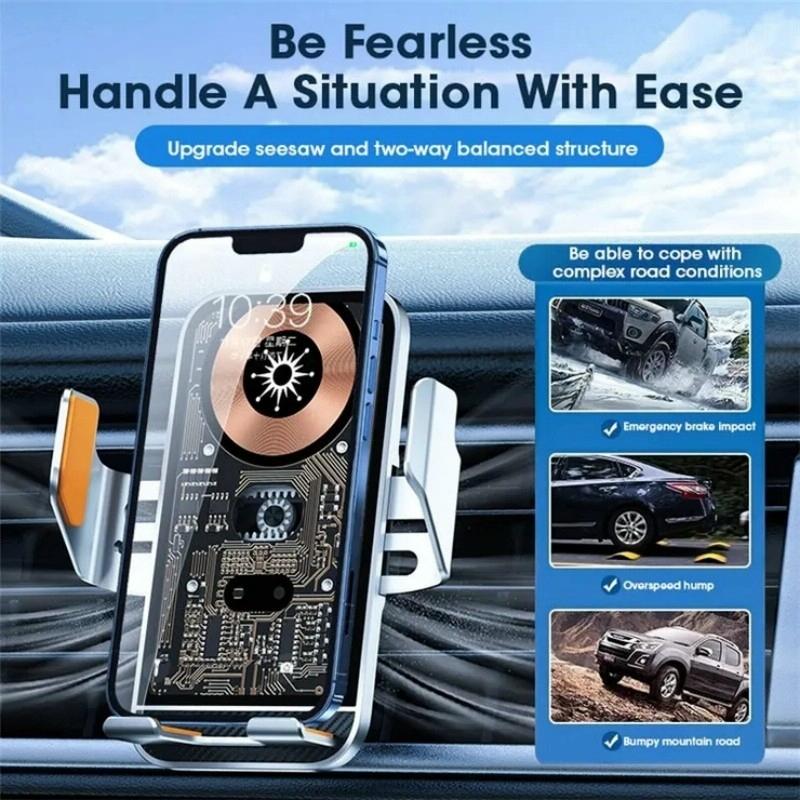 15w Fast Wireless Charger with Infrared Sensor for C10 Car Navigation - Transparent Stand - Golden