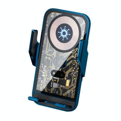 15w Fast Wireless Charger with Infrared Sensor for C10 Car Navigation - Transparent Stand - Golden