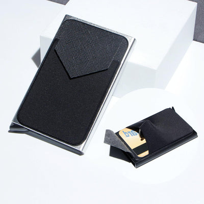Compact Metal Card Holder with Rfid Protection - Silver