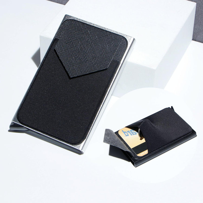 Compact Metal Card Holder with Rfid Protection - Silver