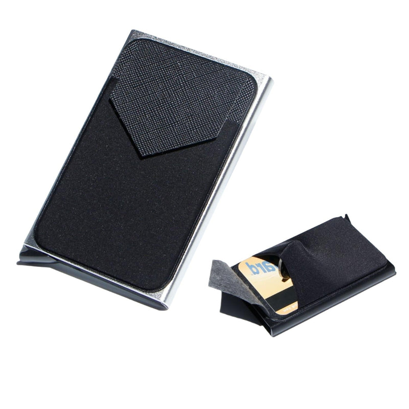 Compact Metal Card Holder with Rfid Protection - Silver