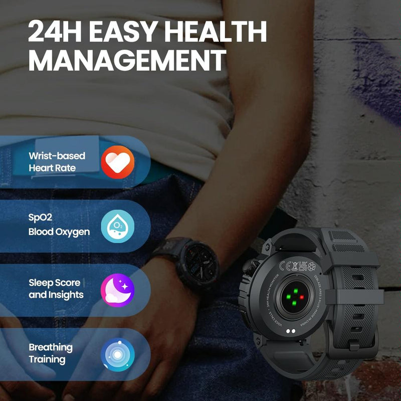 1.43 Inch Fitness & Wellness Smart Watch 24H Health Monitoring - Wild Green