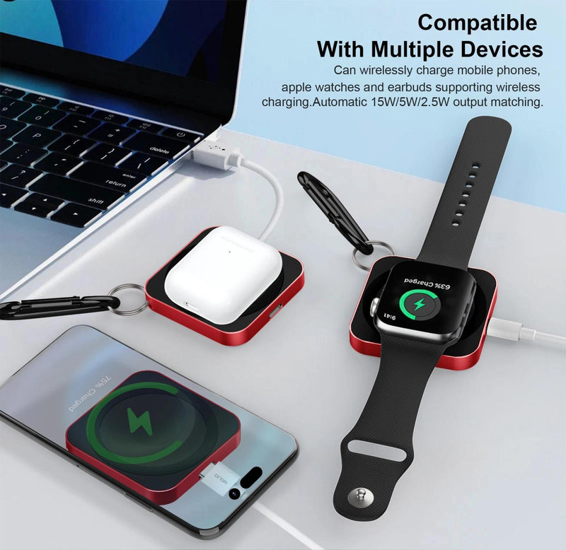 15W 3 In 1 Magnetic Wireless Charger For Smart Devices - Black