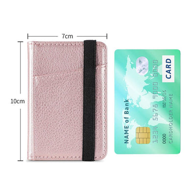 Pu Leather Phone Card Holder With Bracket Multifunctional - Rose Gold