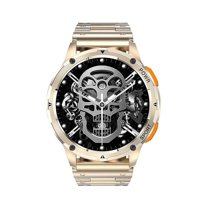 1.43 Inch Amoled Round Screen Steel Strap Smart Watch - Black