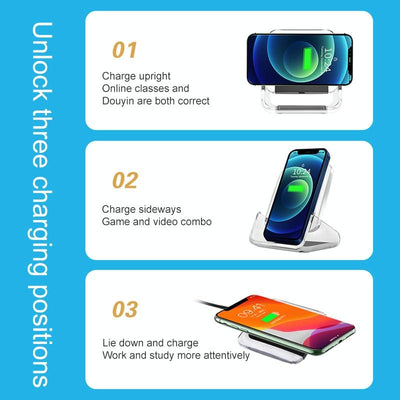 10W 3 In 1 Vertical Wireless Charger - Blue