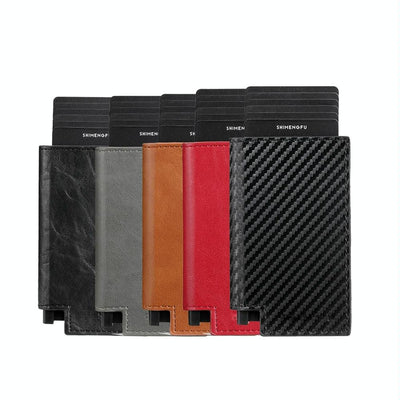Pop-up Rfid Bifold Wallet with Card Holder - Carbon Fiber Black
