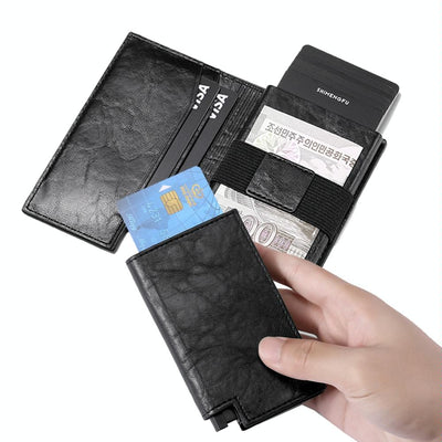Pop-up Rfid Bifold Wallet with Card Holder - Carbon Fiber Black