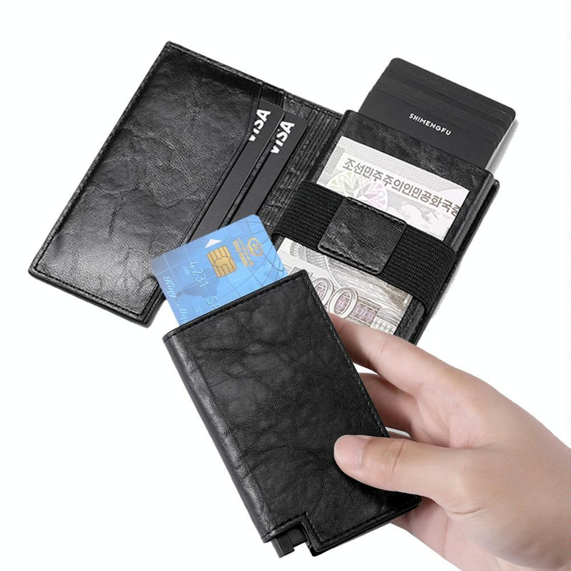 Pop-up Rfid Bifold Wallet with Card Holder - Carbon Fiber Black