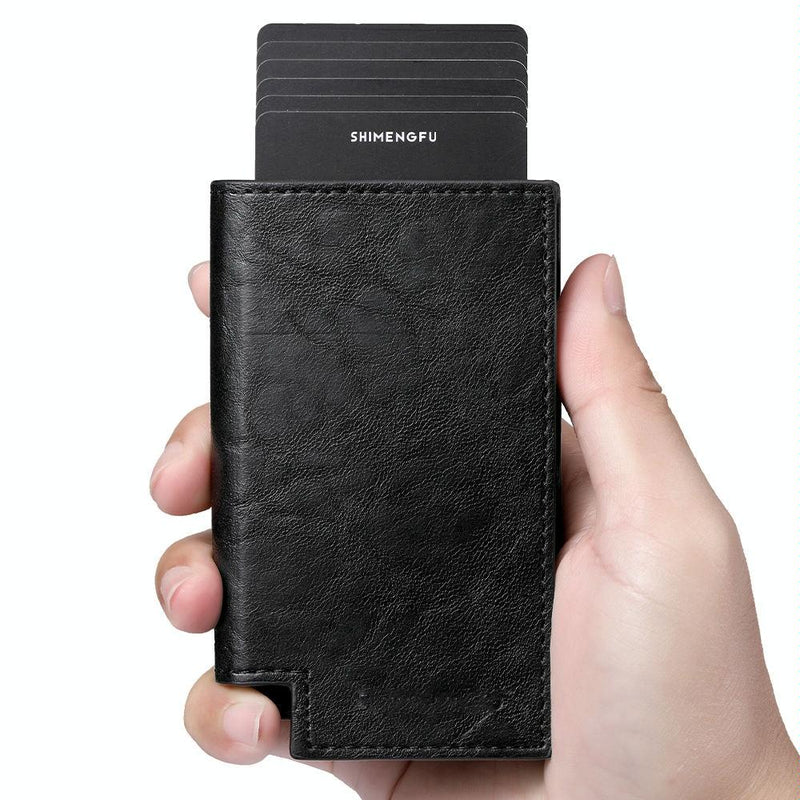 Pop-up Rfid Bifold Wallet with Card Holder - Carbon Fiber Black