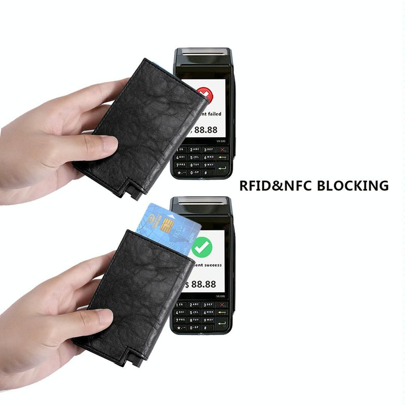 Pop-up Rfid Bifold Wallet with Card Holder - Carbon Fiber Black