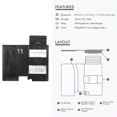 Pop-up Rfid Bifold Wallet with Card Holder - Carbon Fiber Black