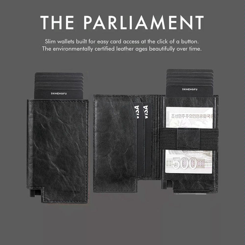 Pop-up Rfid Bifold Wallet with Card Holder - Carbon Fiber Black