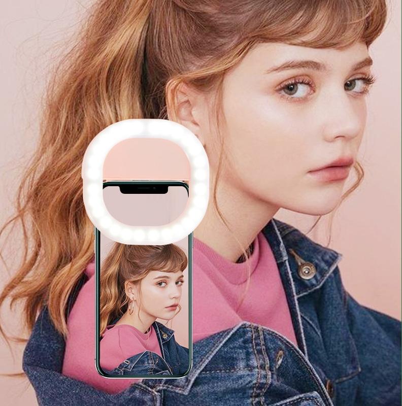 Rechargeable Clip-On Selfie Light For Mobile Phones - Blue