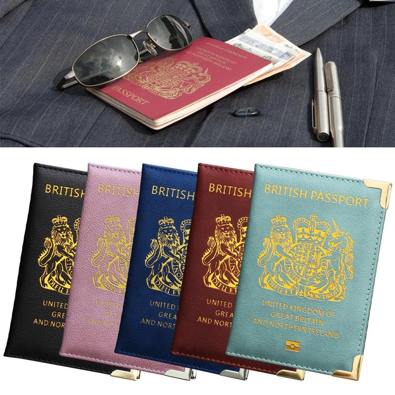 Dark Blue Leather Passport Cover With Metal Feet
