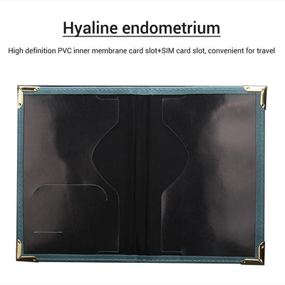 Dark Blue Leather Passport Cover With Metal Feet