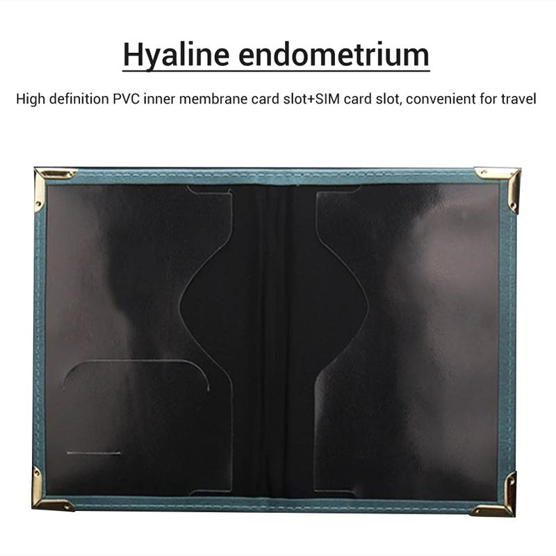 Dark Blue Leather Passport Cover With Metal Feet