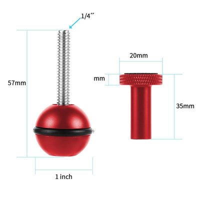 Adjustable Ball Head Adapter for Underwater Photography Lights - M5 Screw Black