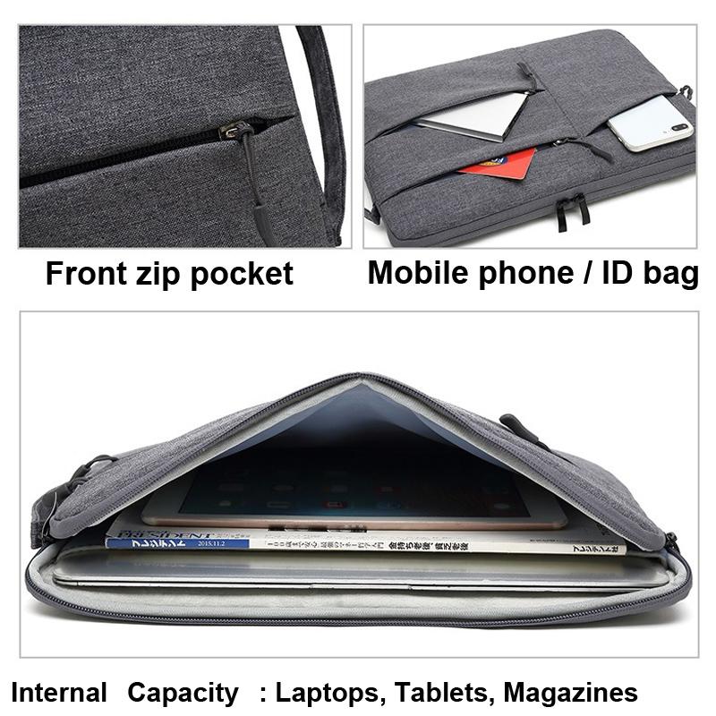 11.6 Inch Business Laptop Liner Bag - Polyester Zipper Closure - Light Grey