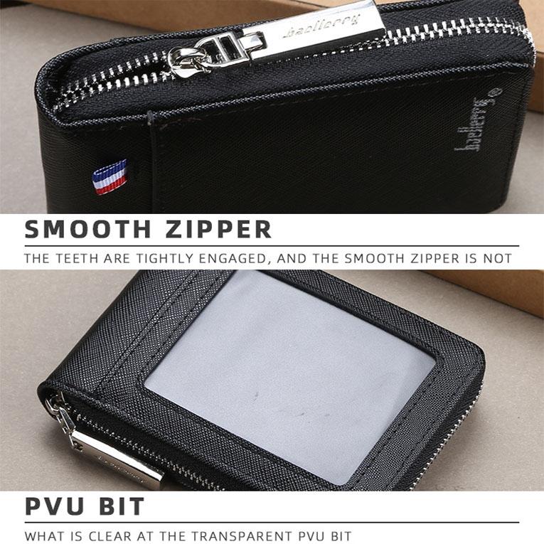 Large Multi Card Slot Organ Card Bag With Zip Coin Purse - Coffee