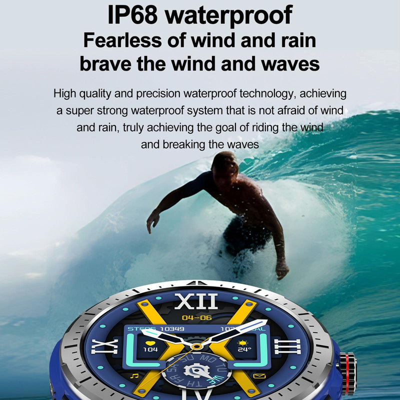 1.43 Inch Bt5.3 Ip68 Sport Smart Watch Support Bluetooth Call / Message Notification / Heart Rate / Blood Pressure Health Monitor - Blue