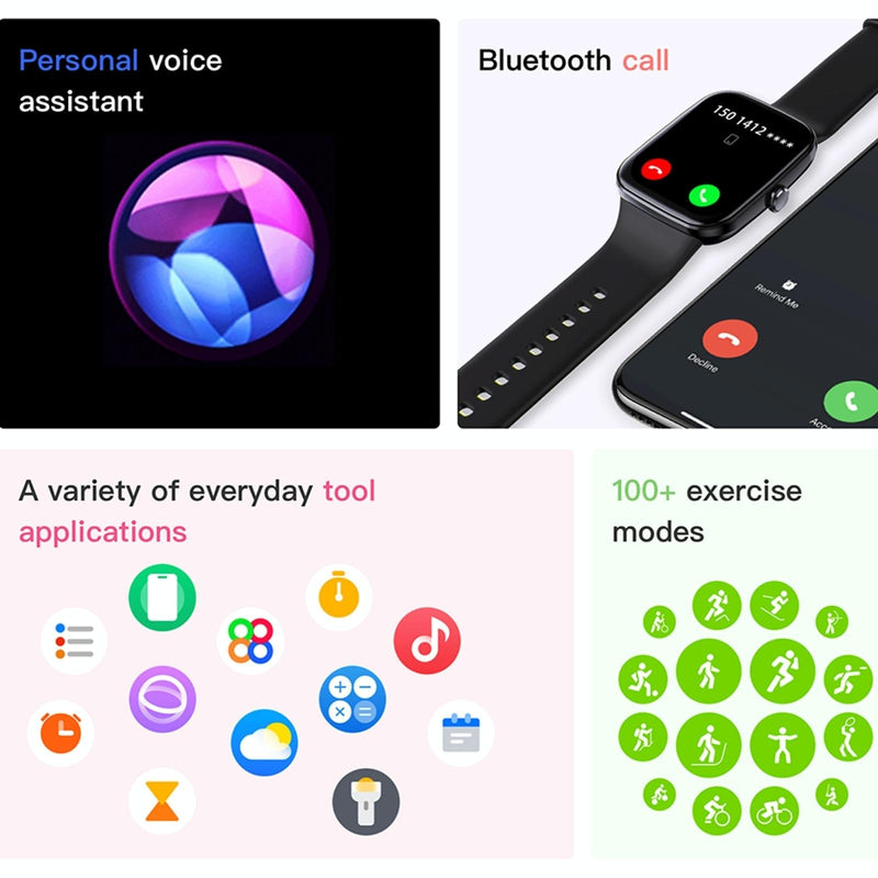 Ip67 Waterproof Smart Bracelet Bluetooth Call Fitness Tracker - Black