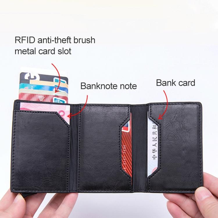 Aluminum Rfid Card Holder with Automatic Pop-up Function - Blue