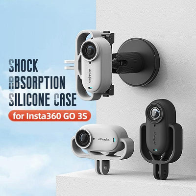 Shock-Absorbing Silicone Cover For Insta360 Go 3S Camera - Black - Horizontal Black