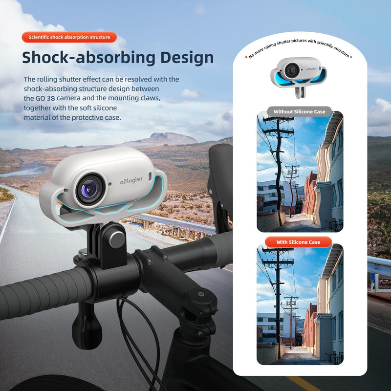 Shock-Absorbing Silicone Cover For Insta360 Go 3S Camera - Black - Horizontal Black