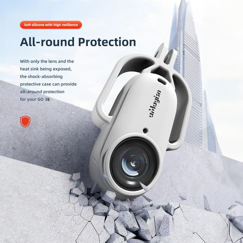 Shock-Absorbing Silicone Cover For Insta360 Go 3S Camera - Black - Horizontal Black