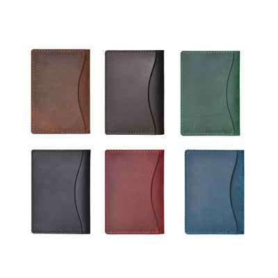 Minimalist Cowhide Card Holder Compact Wallet For Bank & Membership Cards - Ink Green